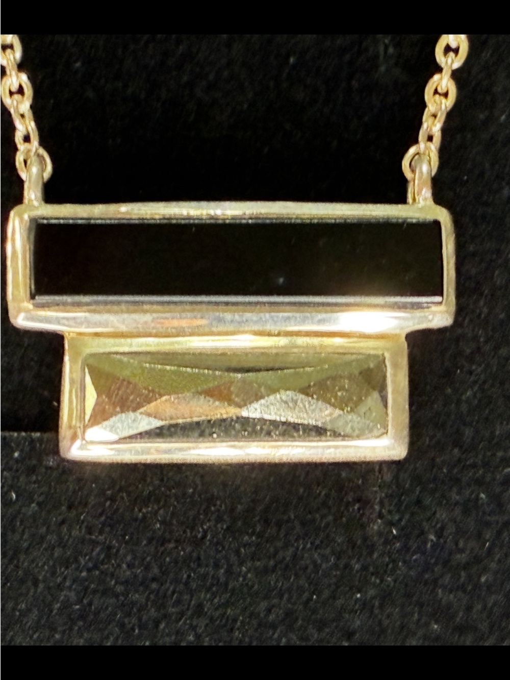 Silpada Bar Pendant Necklace with Black and Champagne Stones